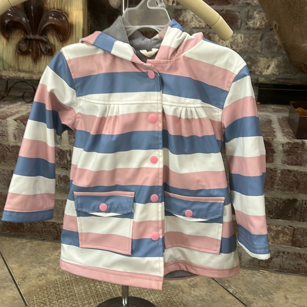 Korango fleece lined girls striped raincoat - 2Y
